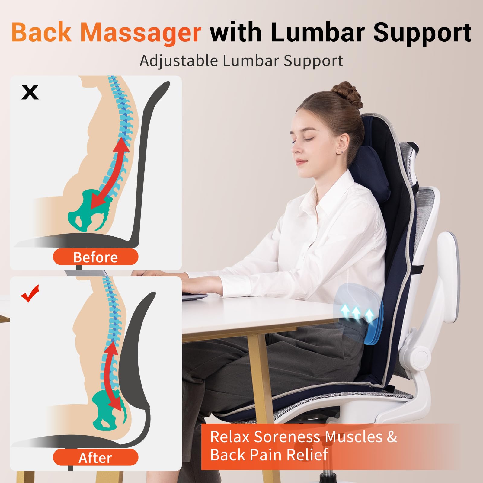 SLOTHMORE lumbar-support adjustable helps customize lower back comfort.