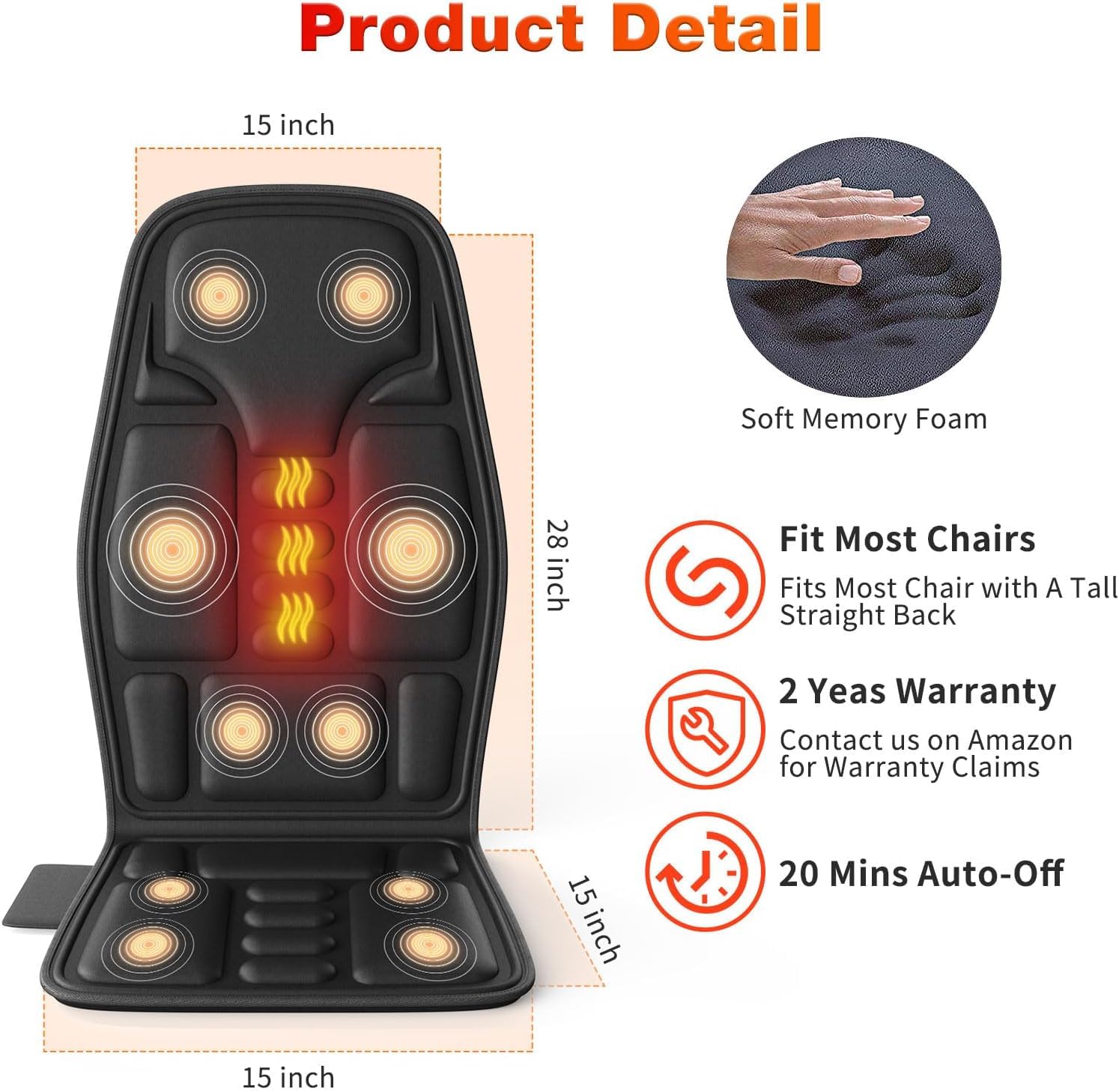 SLOTHMORE portable massager fits most chairs for daily relaxation.