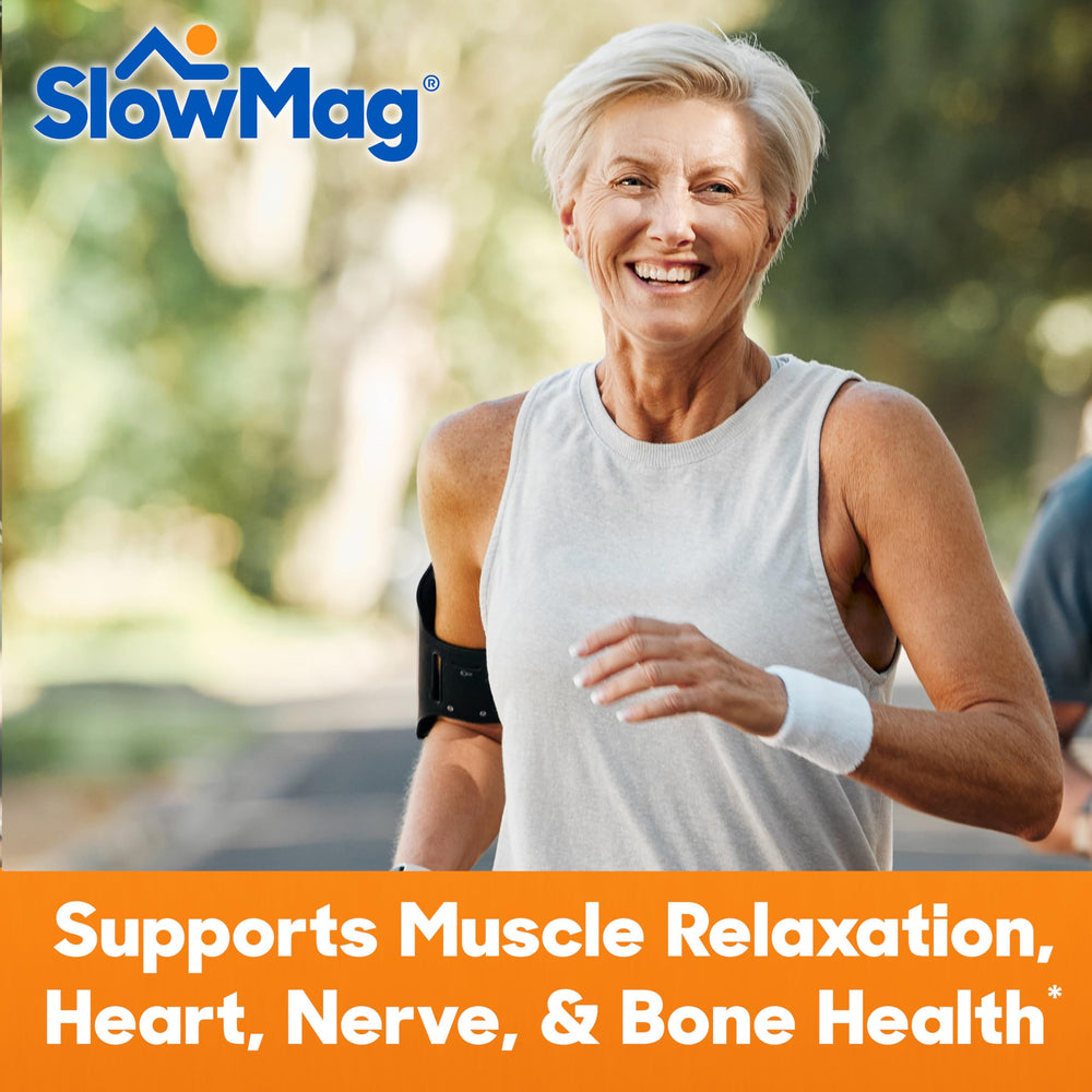 Slow-Mag enteric-coated tablets showing gentle stomach-friendly delivery.
