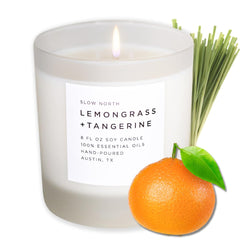 Slow North lemongrass-tangerine candle offers a bright, refreshing aroma for any room.