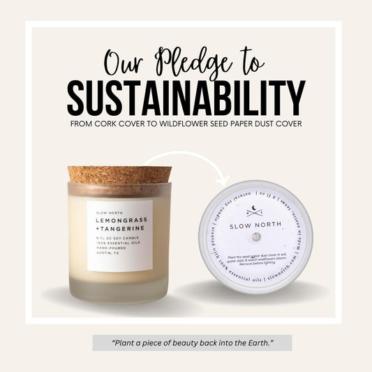 Slow North soy wax candle in a frosted jar delivers a clean burn and balanced scent.