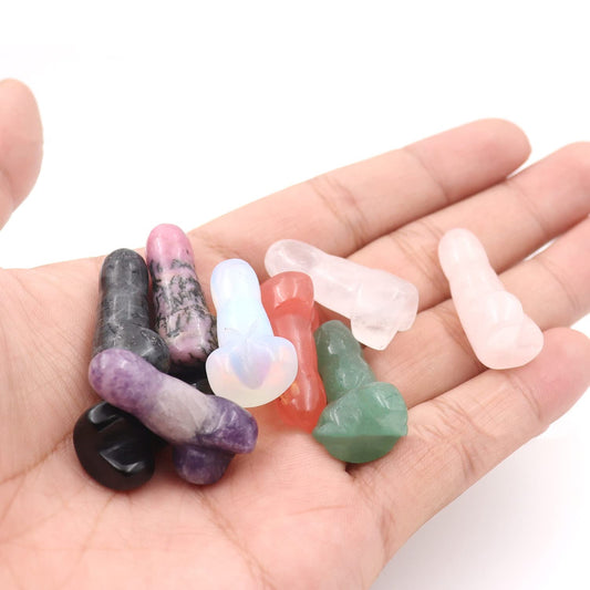 SLWIOYO penis-shaped crystal figure in pink for desk decor and mindful ambiance.