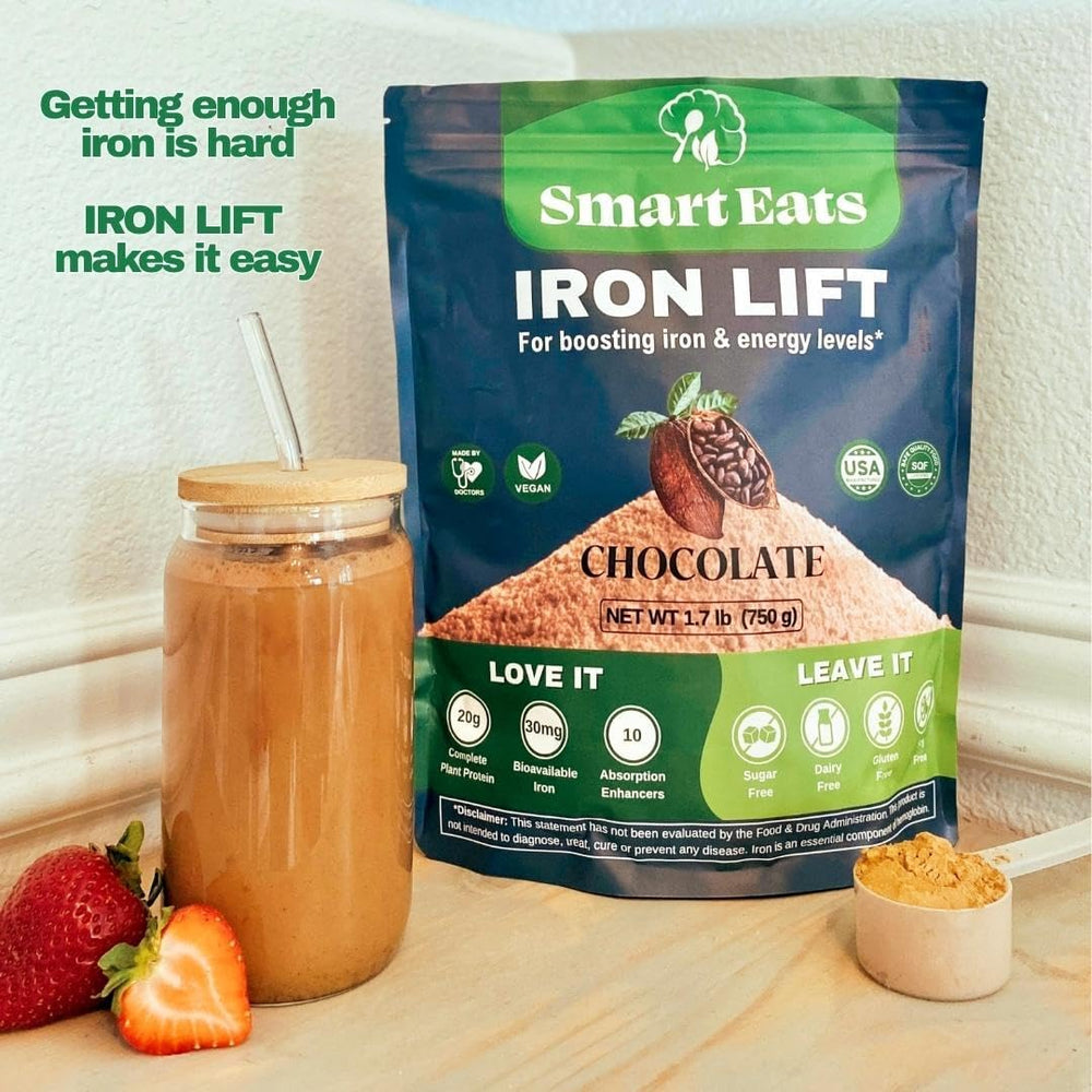 Smart Eats Iron Powder label communicates vegan iron and antioxidant blend