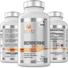 Smart Nutra Labs Berberine HCL bottle displaying premium daily capsules for wellness