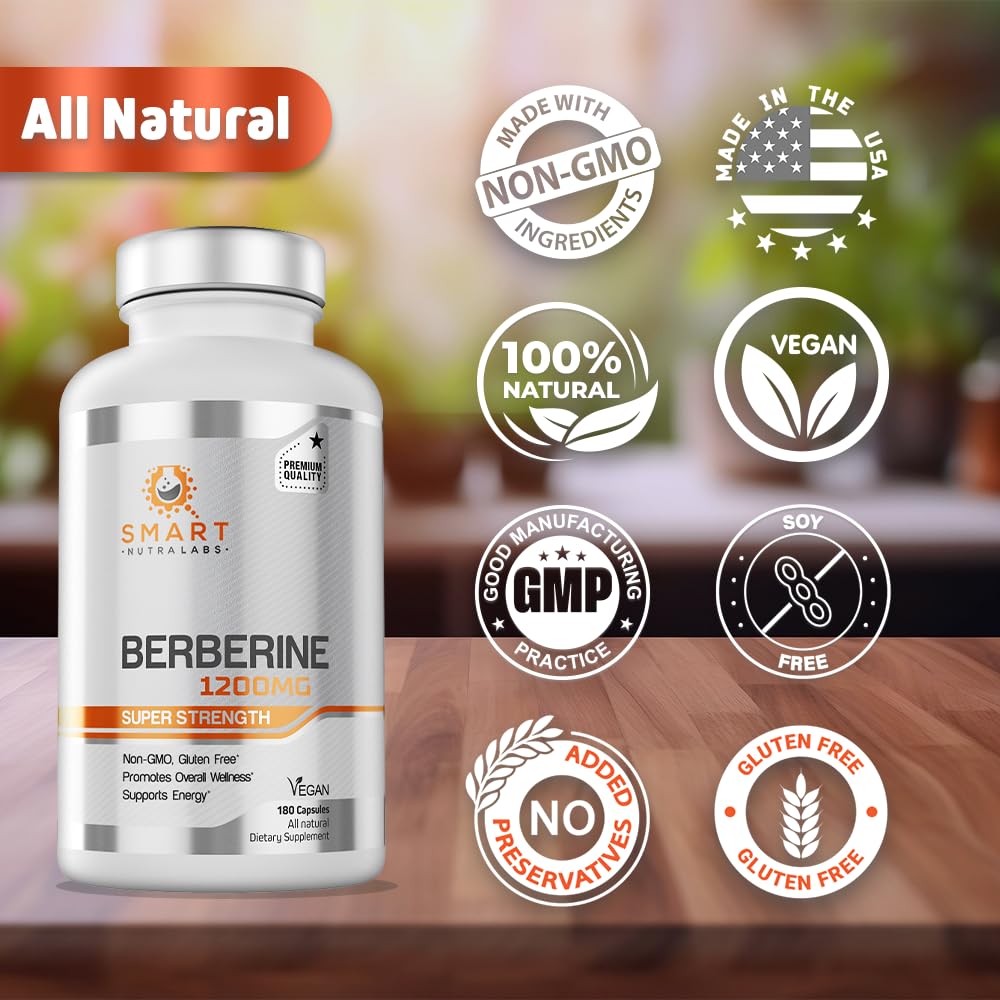 Smart Nutra Labs Berberine HCL gluten-free and vegan; suitable for allergy-conscious routines