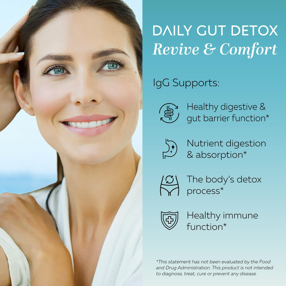 CLEANSE bottle label close-up highlighting dairy-free IgG formula.