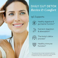 CLEANSE bottle label close-up highlighting dairy-free IgG formula.