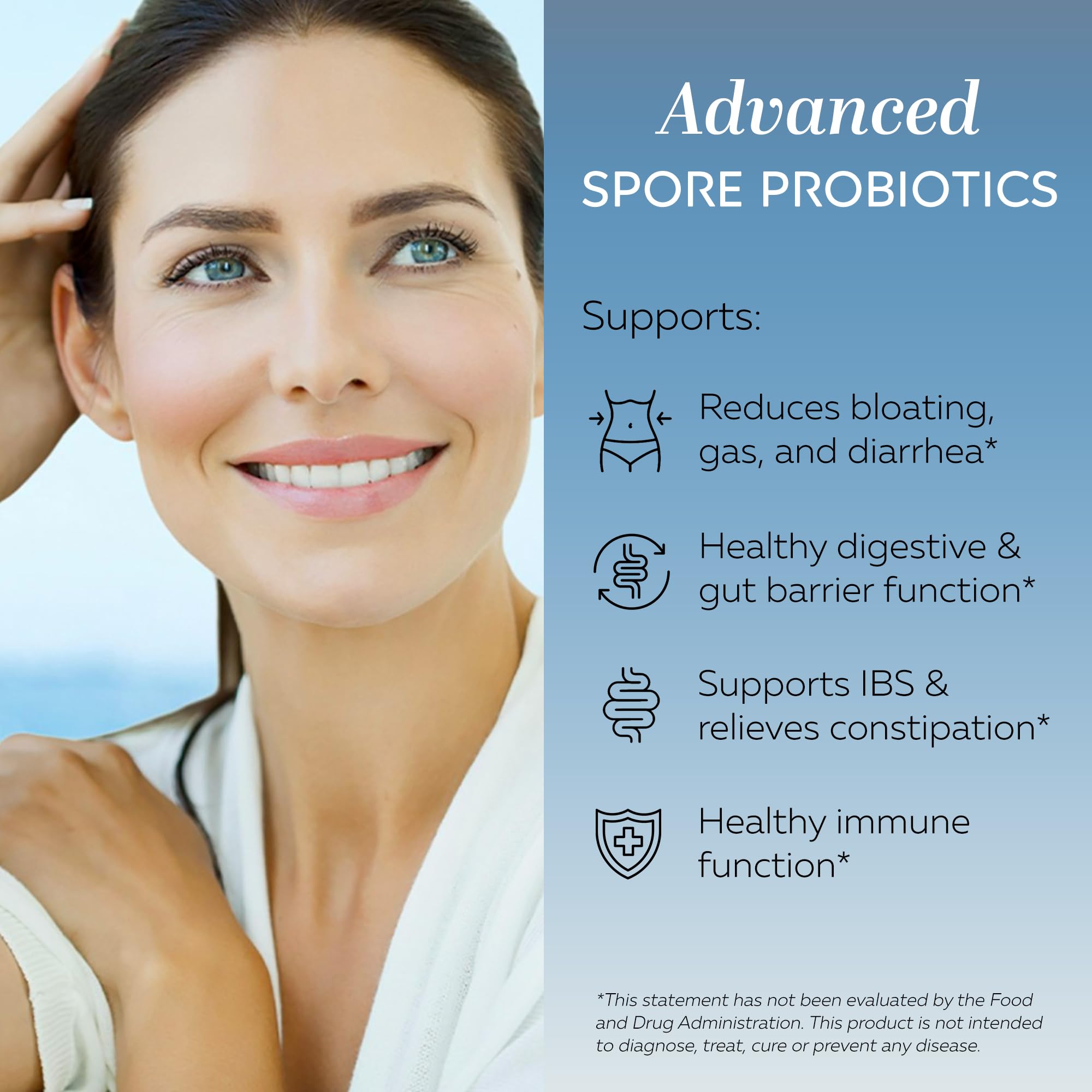 Smart Nutrients RESTORE Limited Edition bottle back view with strain details for digestive balance.