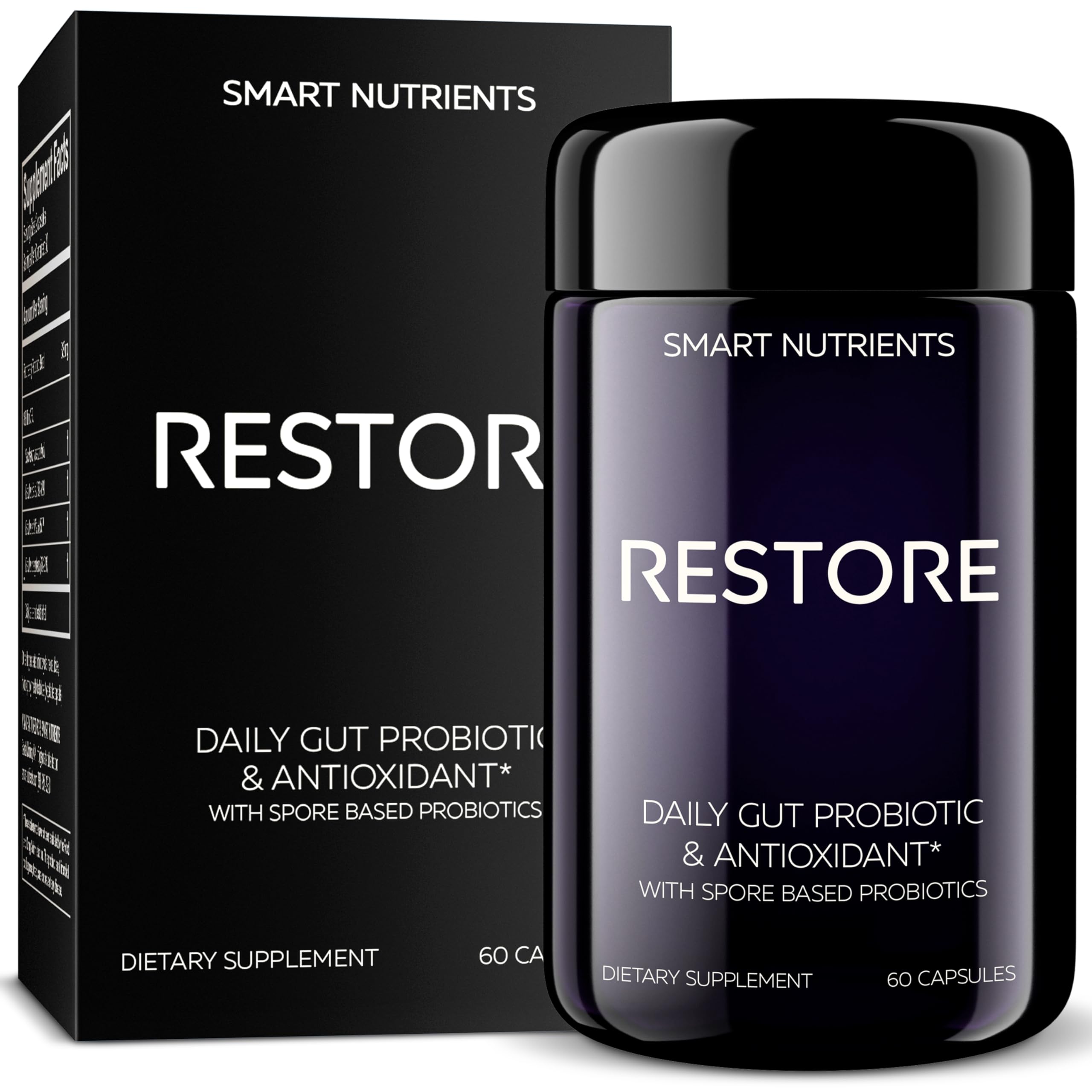 Smart Nutrients RESTORE Limited Edition bottle front view for daily digestive support.