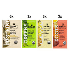 SMART Pressed vanilla vegan protein tub showing plant-based protein support after cleansing.