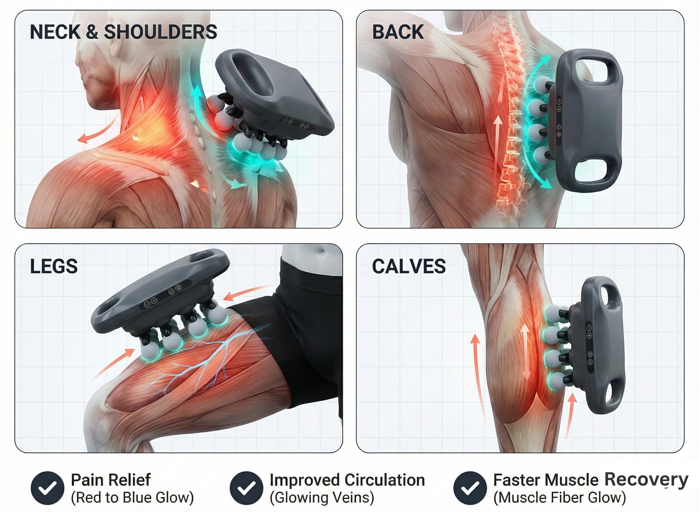 SMART SLOPPY 16-head massager side view showing ergonomic grip.