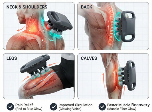 SMART SLOPPY 16-head massager side view showing ergonomic grip.