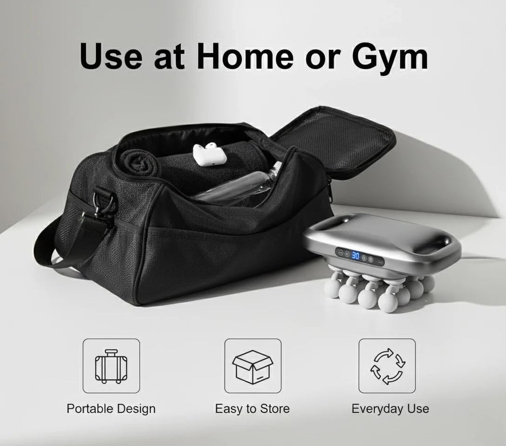 SMART SLOPPY massager in use showing battery life capability.