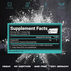 SMART247 creatine micronized scoop positioned for pre-workout use.