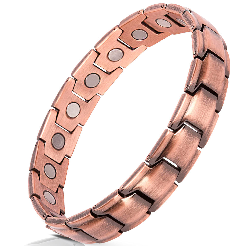 Smarter LifeStyle copper bracelet clasp detail image demonstrates durable steel clasp.