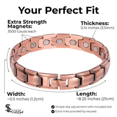 Smarter LifeStyle copper bracelet men wrist wear close-up highlights comfortable form and style.