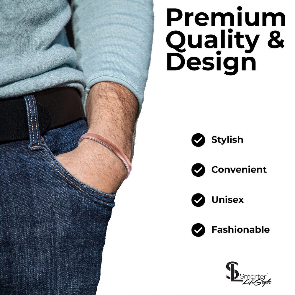 Pure 99.9% copper finish highlights premium bracelet material