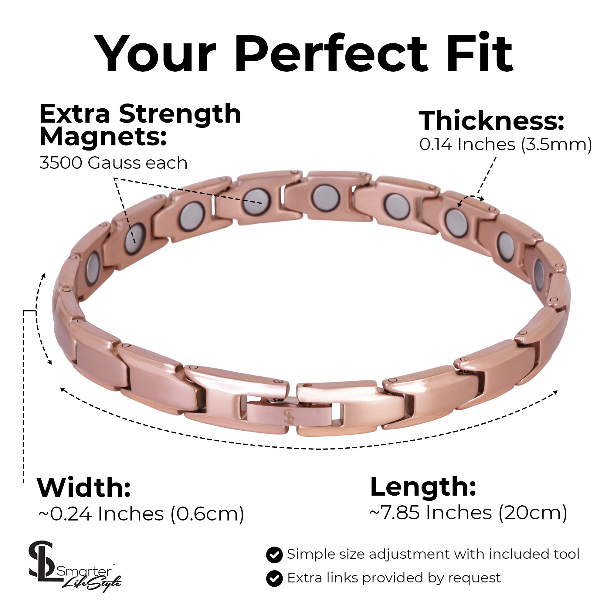 Smarter LifeStyle titanium bracelet with hypoallergenic materials for daily wear