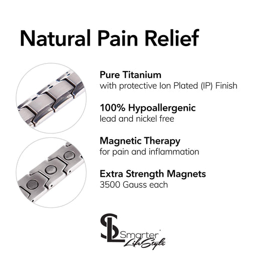 Smarter LifeStyle titanium magnetic anklet worn on the ankle showing comfortable everyday wear.