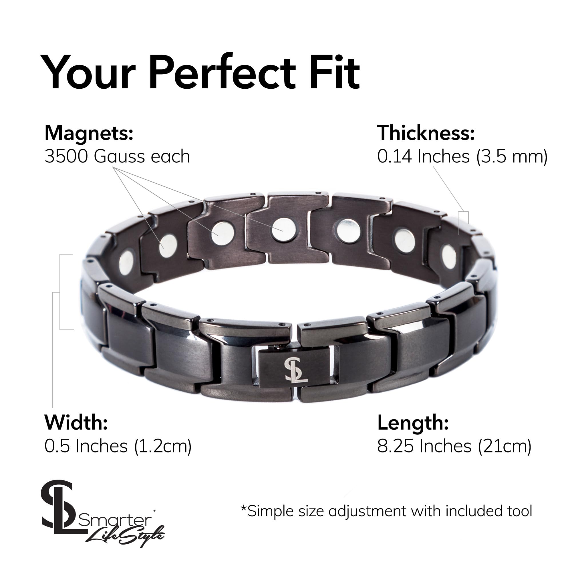 Unisex Smarter LifeStyle bracelet with sizing tool for easy, precise fit