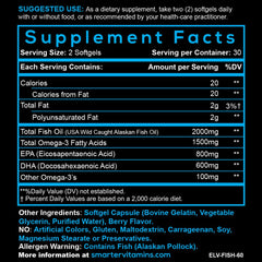 Smarter Omega-3 nutrition label detail shows gluten-free and non-GMO