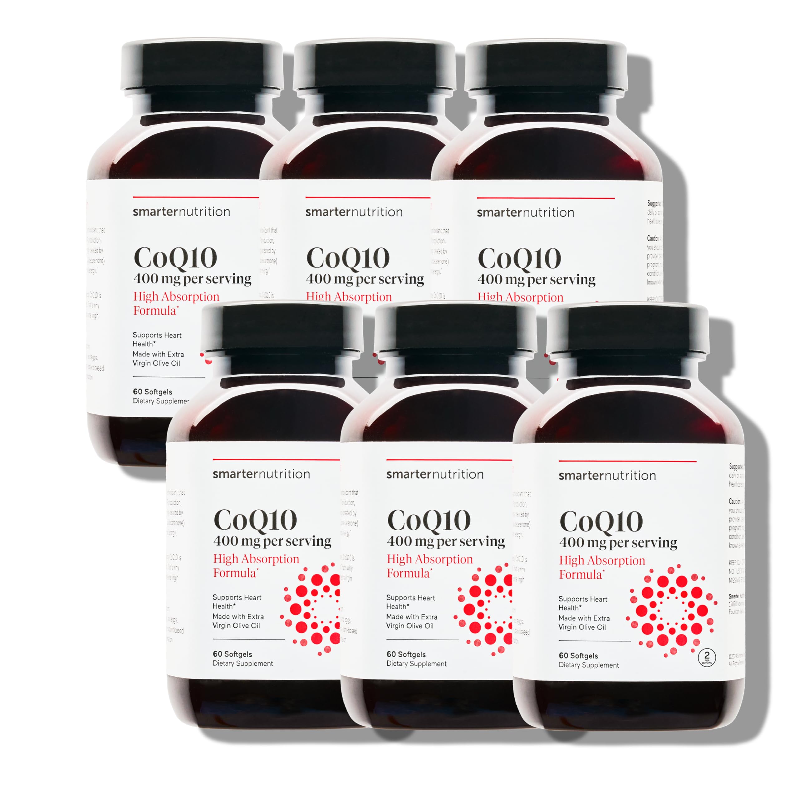 SMARTERNUTRITION CoQ10 softgel bottle with 400 mg for heart health support.