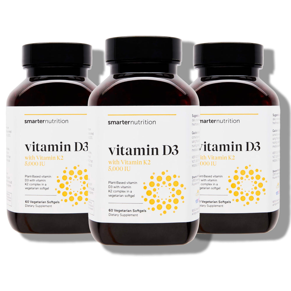Smarternutrition vegan-d3-k2 bottle highlighting plant-based D3 and K2 for immune support