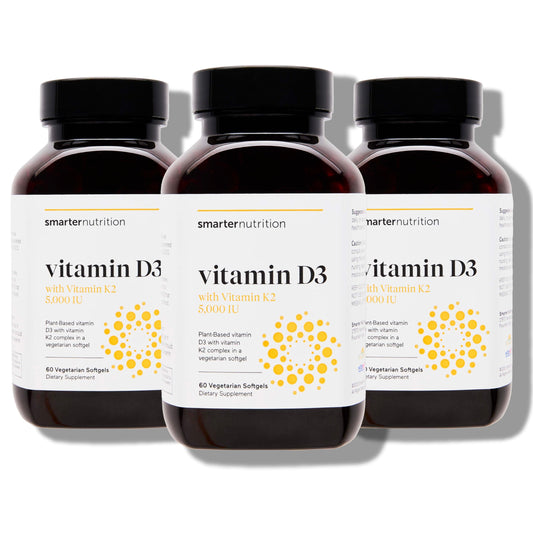 Smarternutrition vegan-d3-k2 bottle highlighting plant-based D3 and K2 for immune support