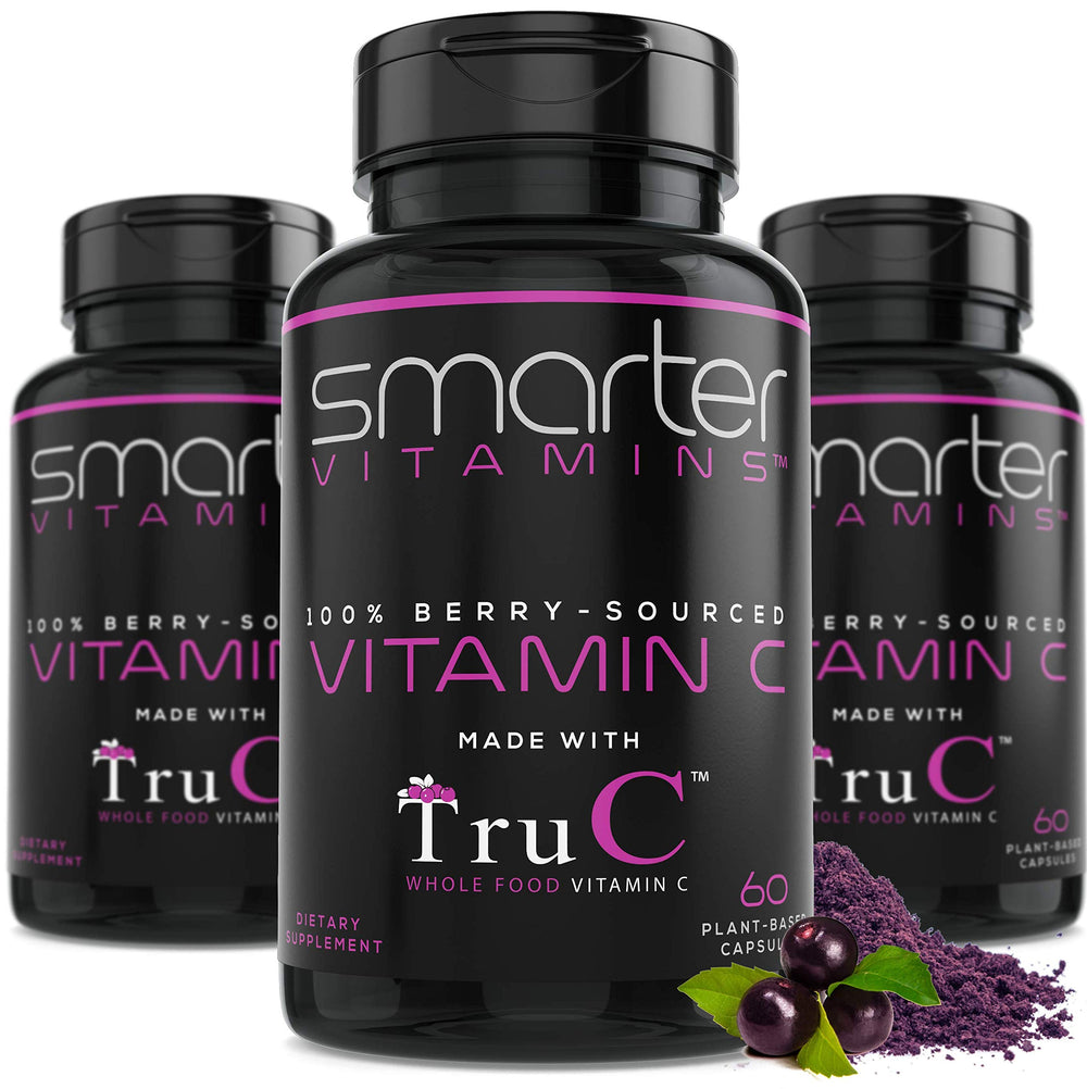 SmarterVitamins 3-pack raw Vitamin C bottles for daily immune support