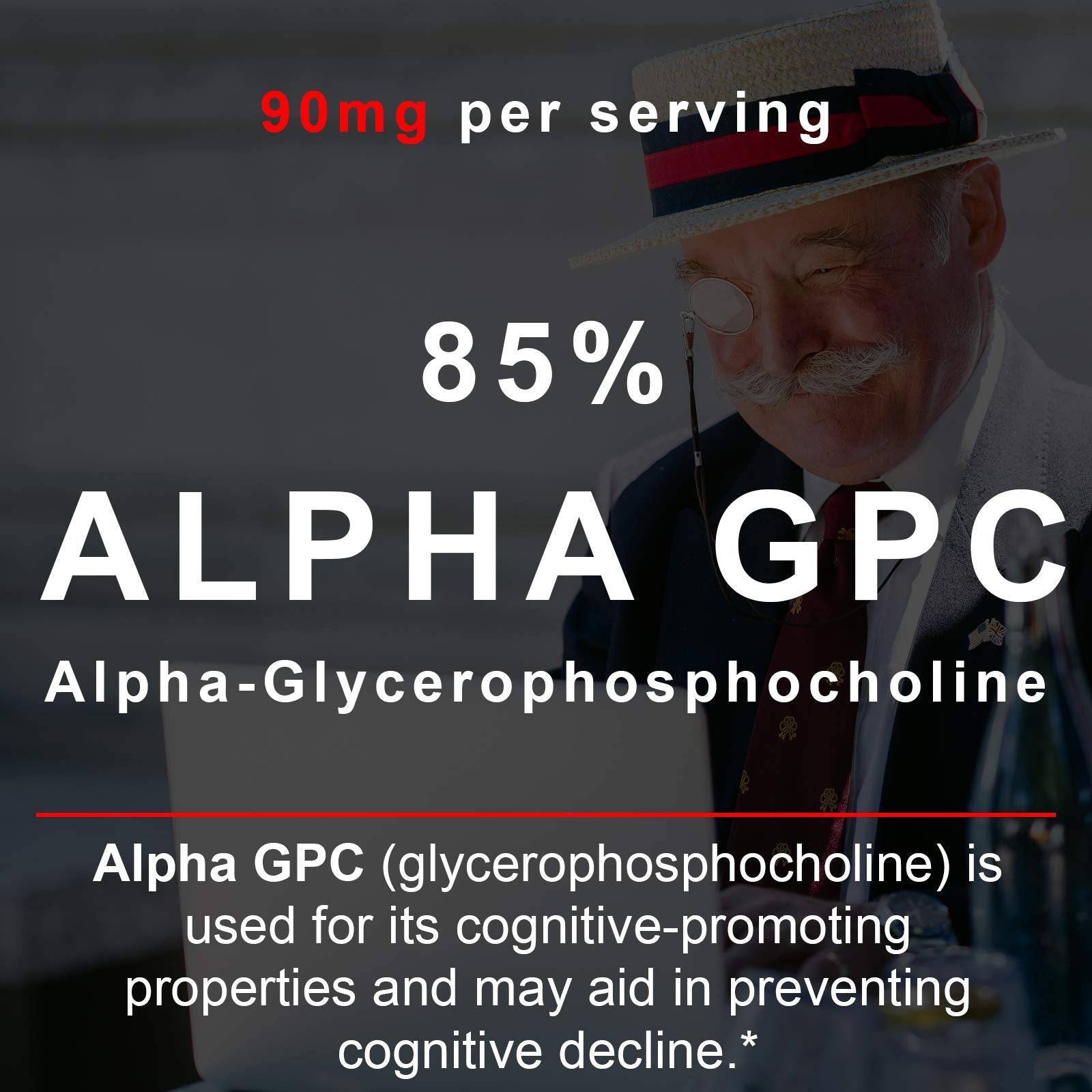 SmarterVitamins Alpha-GPC ingredient highlight with potential focus benefits.