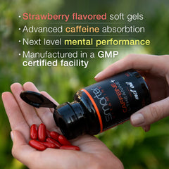 SmarterVitamins caffeine pills 200mg close-up showing dosage for steady energy.