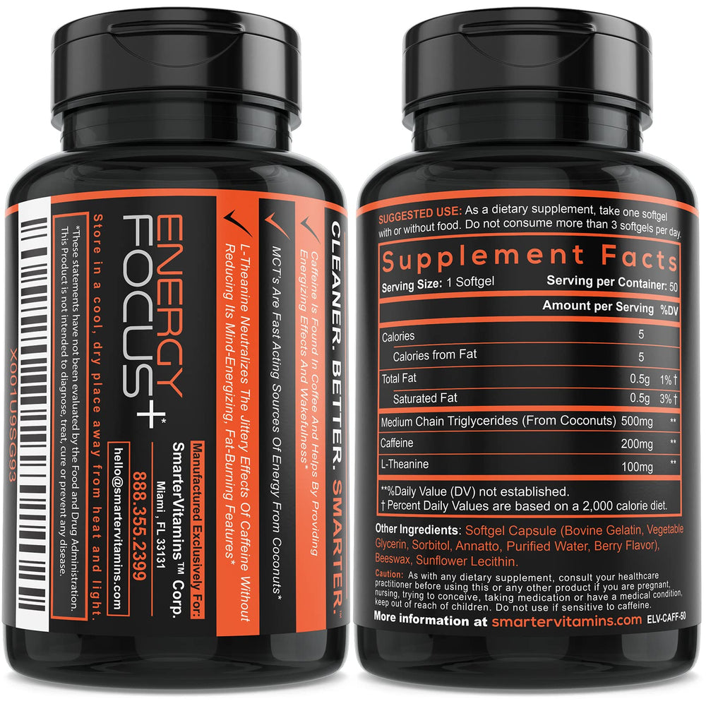 SmarterVitamins extended-release softgel capsule shown for daily focus.
