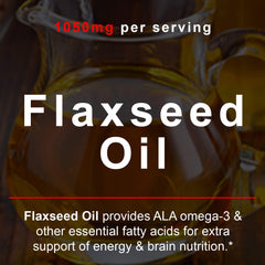 SmarterVitamins Flaxseed oil softgels showing omega-3s for brain health.