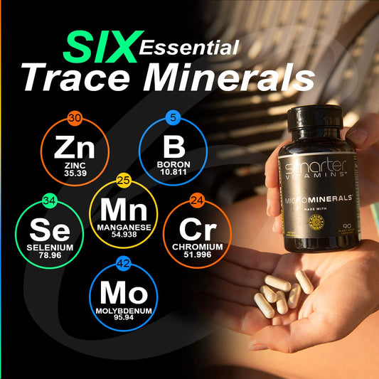 SmarterVitamins six mineral bisglycinates—high bioavailability for balanced nutrient intake.