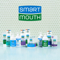 SmartMouth Clinical Rinse pour shot illustrating easy dispensing
