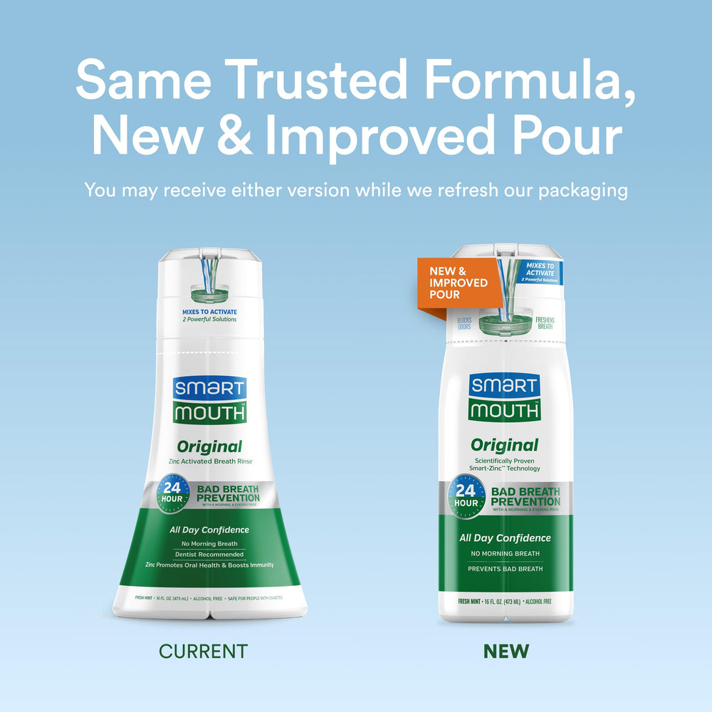 SmartMouth Original Activated Mouthwash bottle with fresh mint flavor for all-day breath