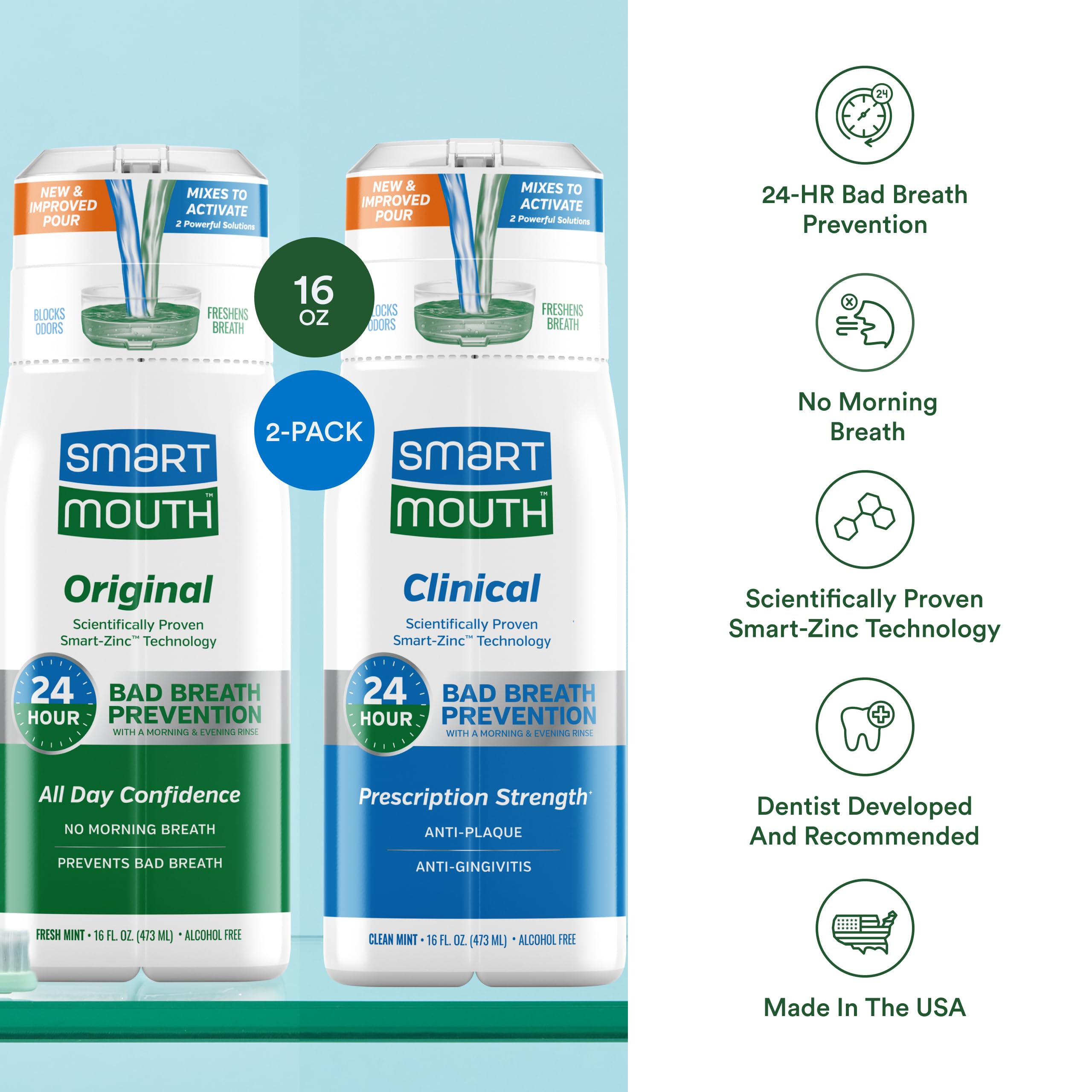 SmartMouth Original Activated Mouthwash label close-up with clean mint branding