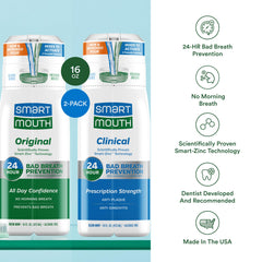 SmartMouth Original Activated Mouthwash label close-up with clean mint branding