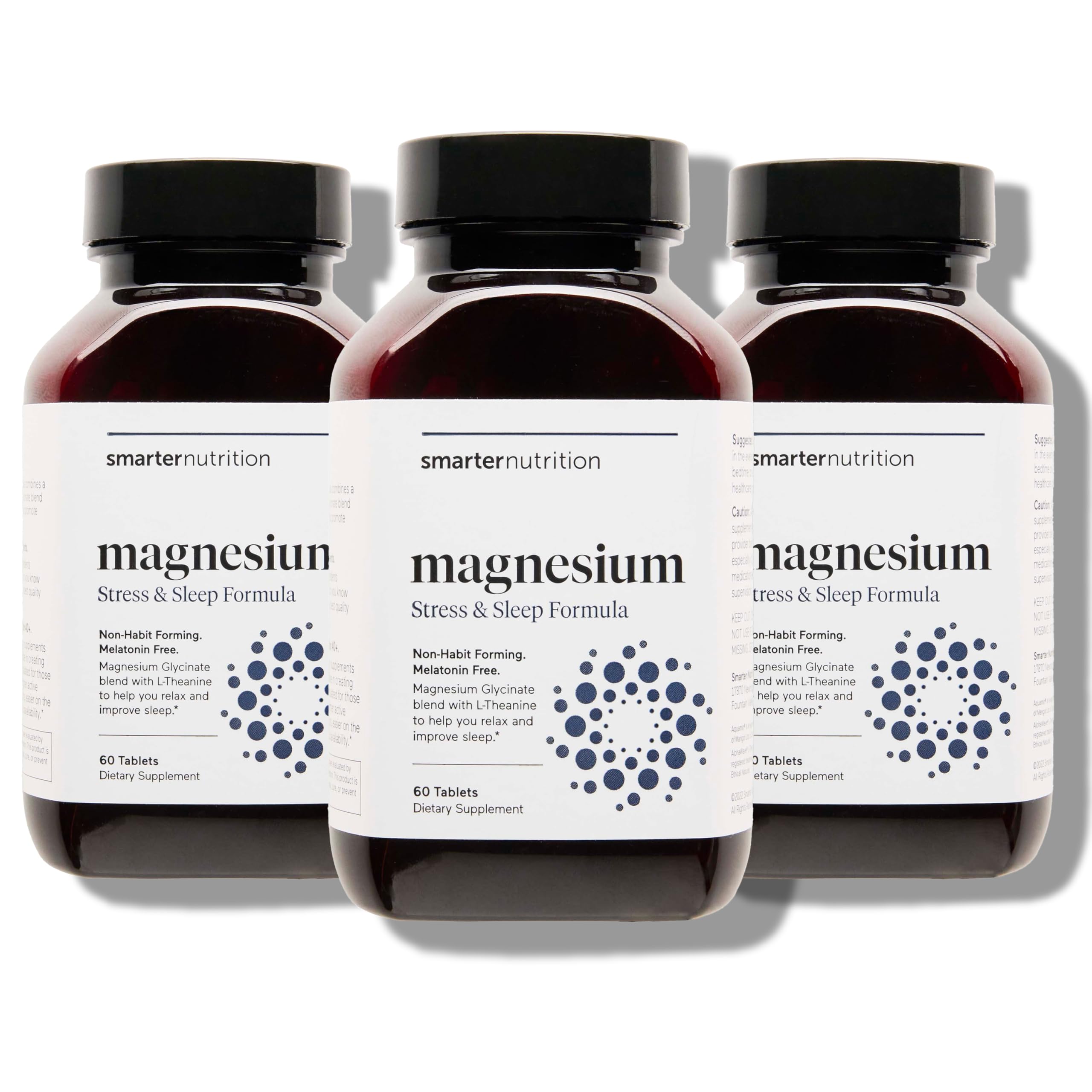 SMARTERNUTRITION Smarter Magnesium Complex bottle front view, supports restful sleep.