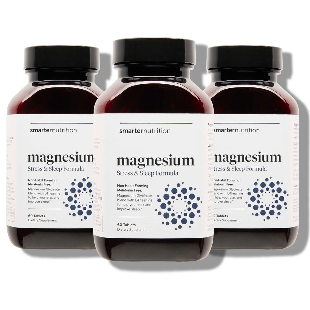 SMARTERNUTRITION Smarter Magnesium Complex bottle front view, supports restful sleep.