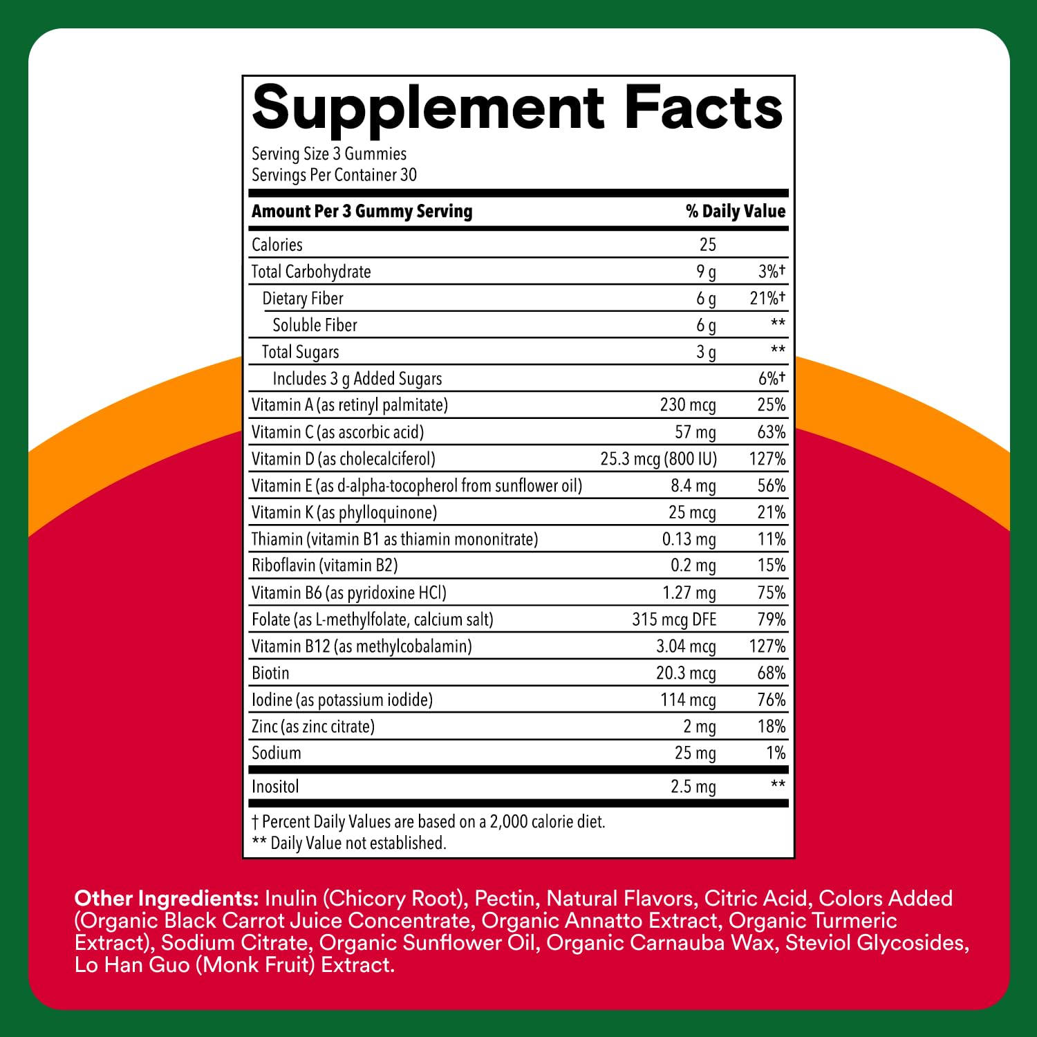 SmartyPants bottle label close-up highlights 15 nutrients and omega-3 content.