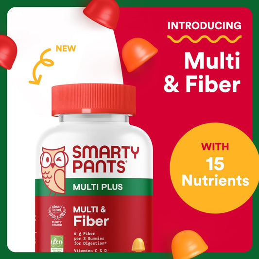 SmartyPants gummies in strawberry, orange, and lemon flavors arranged invitingly.