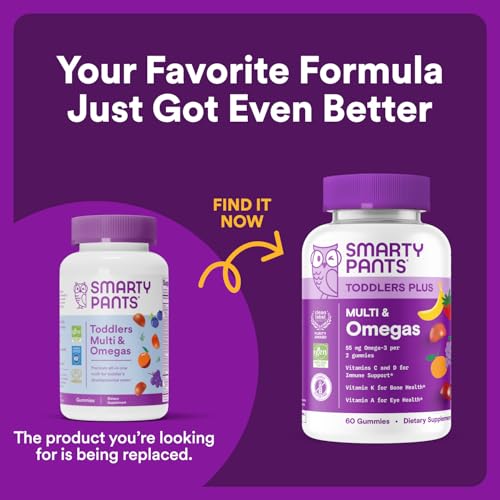 SmartyPants Toddler Multivitamin Gummies omega-3 bottle-close for essential fatty acids.