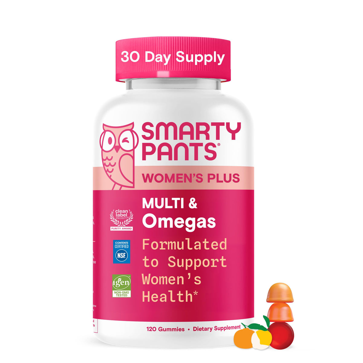 SmartyPants bottle with gummies for daily nutrient support.