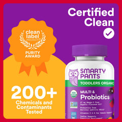 SmartyPants omega-3 and probiotic ingredients listed on label