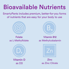 SmartyPants fiber multivitamin allergen free icons indicating safe use