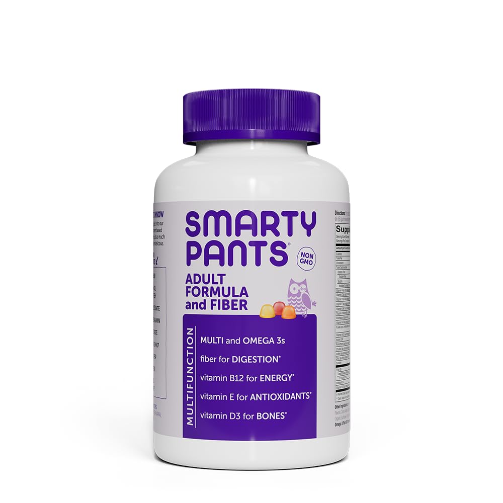 SmartyPants fiber multivitamin bottle front view showing daily gummy nutrition