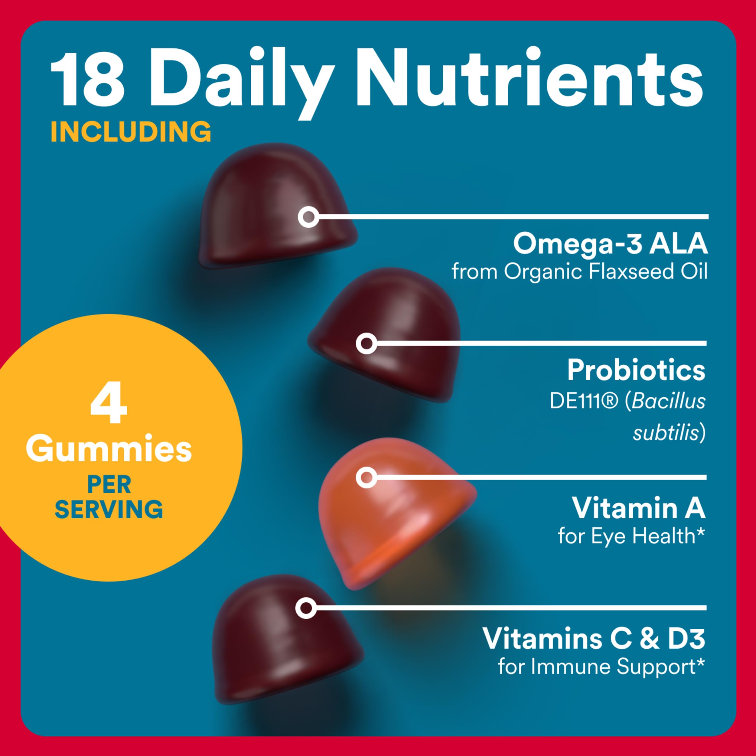 Close-up of gummies color showcases orange, raspberry, cherry flavors for enjoyable daily use.