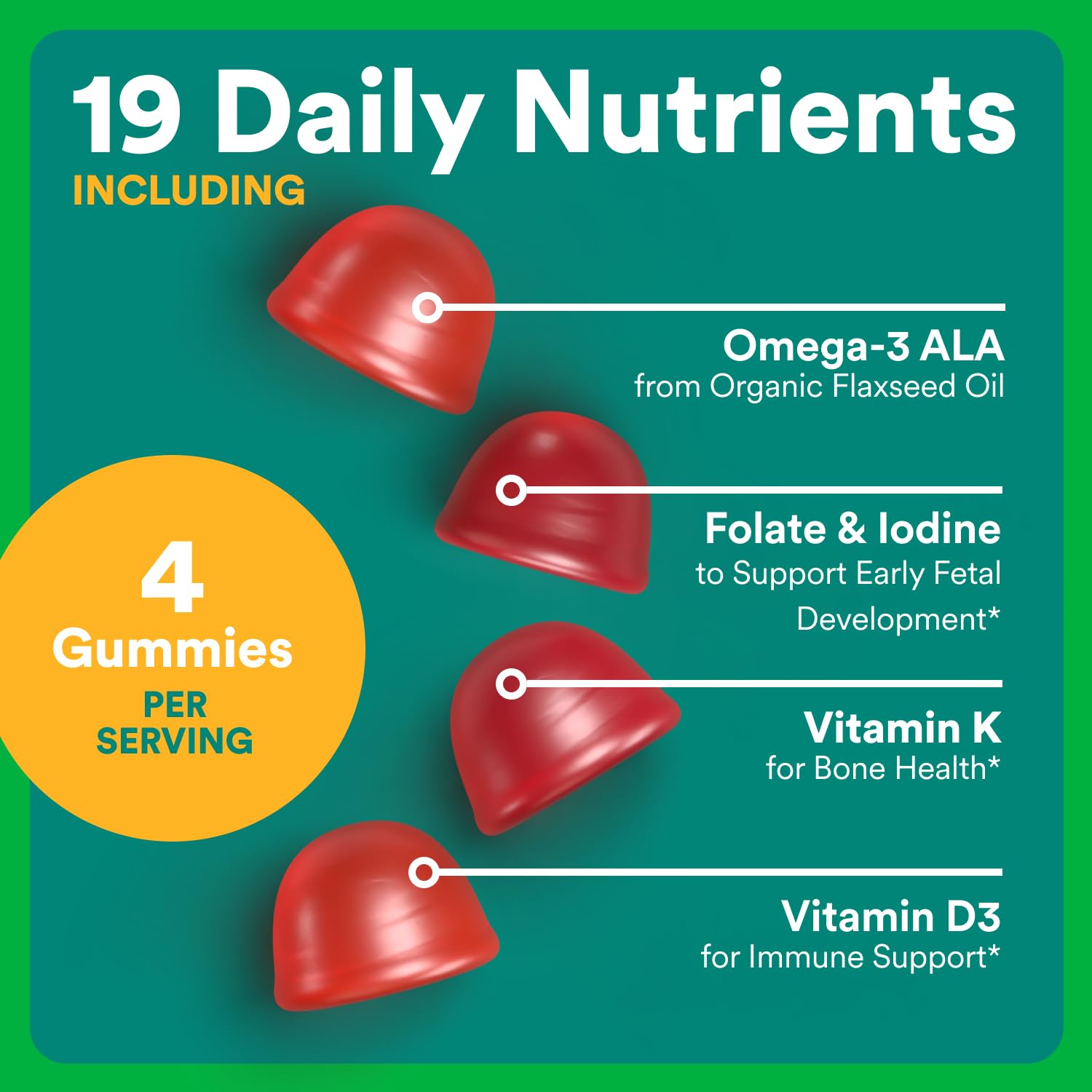 Gummies in grape, blueberry, and mixed berry flavors from SmartyPants Prenatal line.