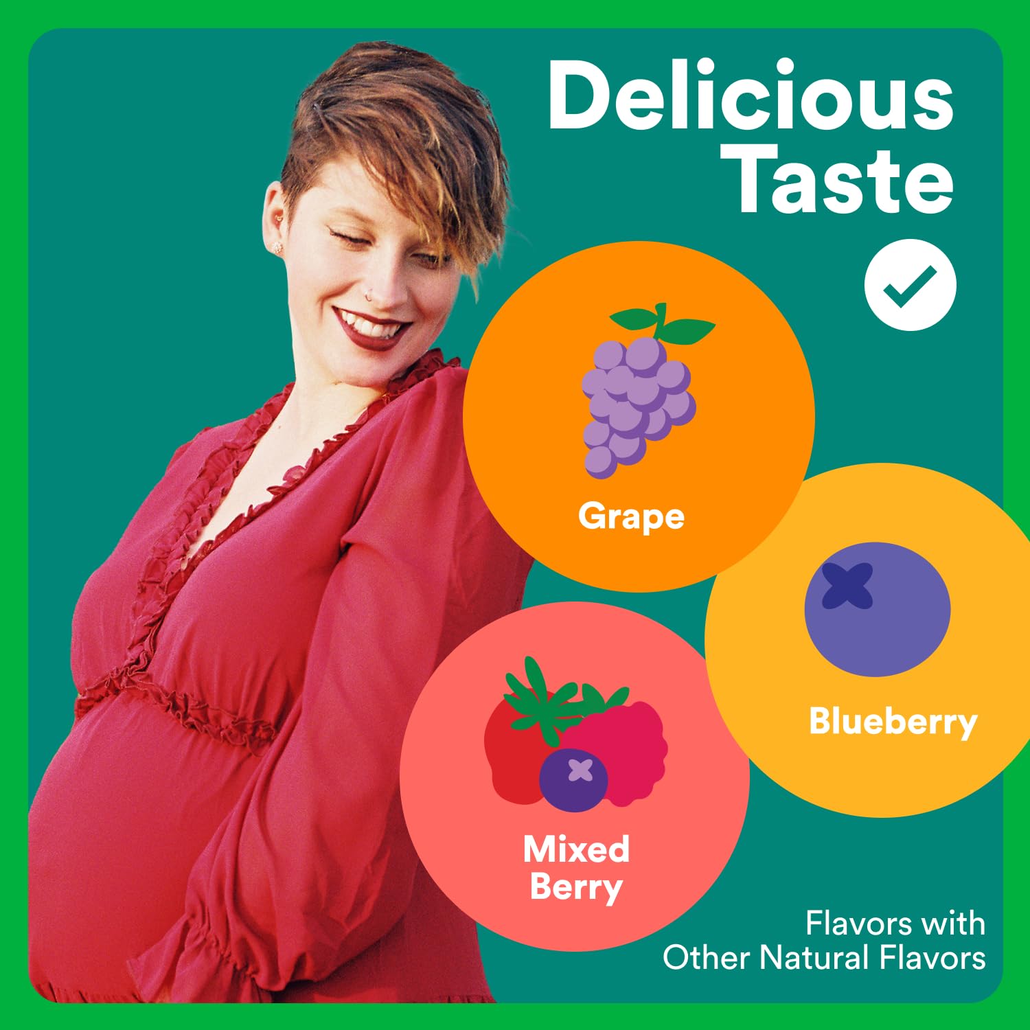 Ingredients panel on SmartyPants Prenatal bottle highlighting methylfolate and vegan omega-3.
